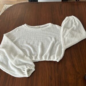 Ballon Sleeve Textured Crop Top